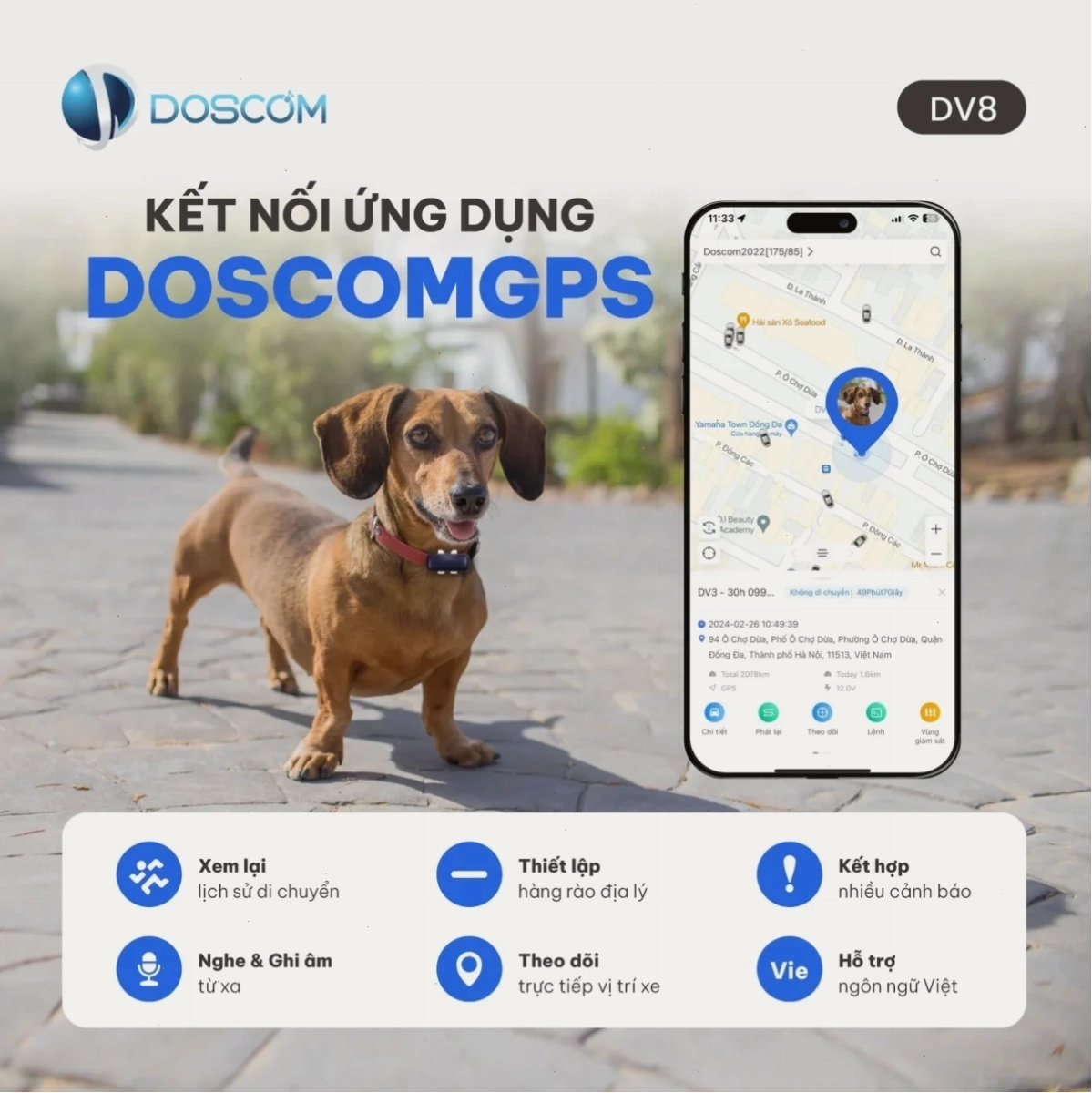 Kết nối ứng dụng Doscom GPS để quản lý thiết bị định vị