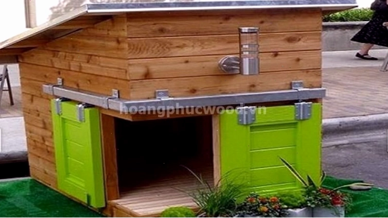 Mẫu chuồng chó bằng gỗ tự nhiên, thiết kế ấm cúng và sang trọng