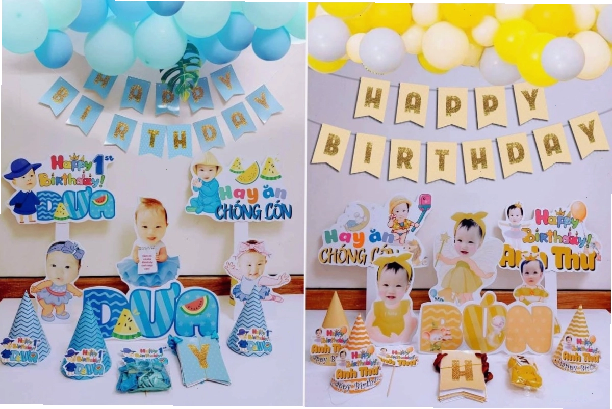 Mẫu trang trí sinh nhật cho bé gái với chủ đề chibi