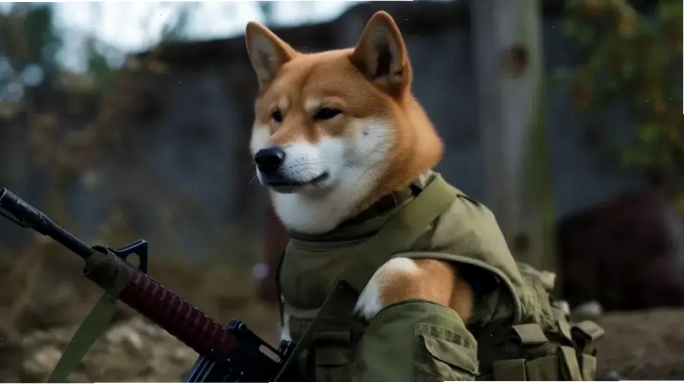 Meme chó Shiba cầm súng tạo hình ảnh hài hước và cá tính