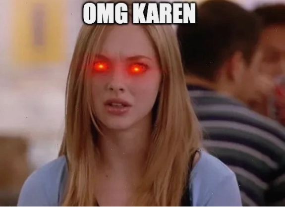 Meme Karen với biểu cảm sốc