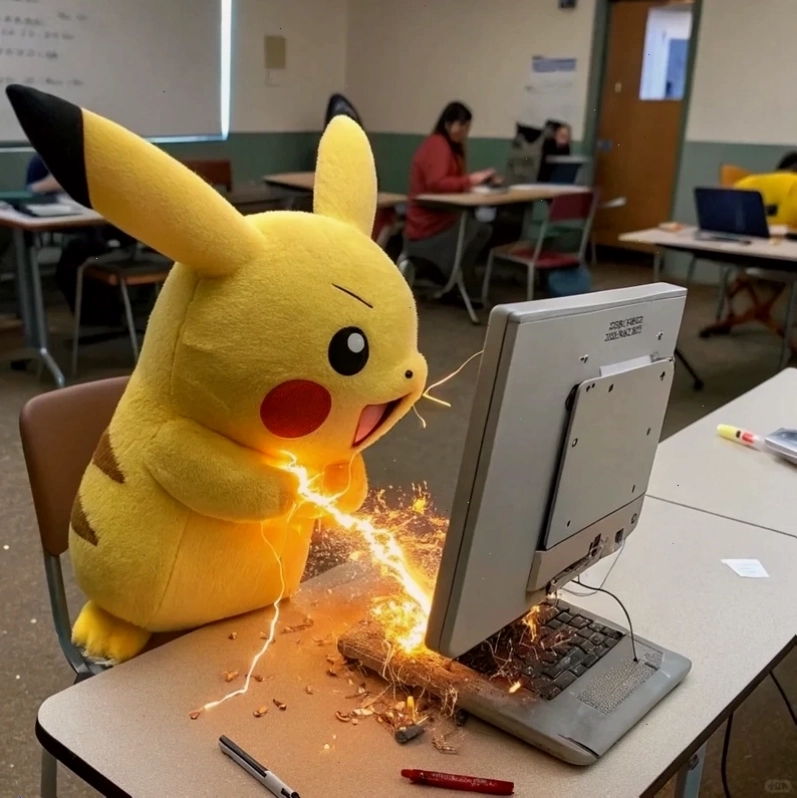 Meme pikachu buồn bã với vẻ mặt thiểu não