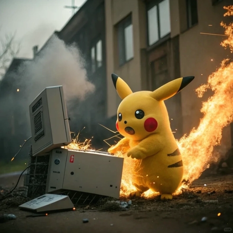 Meme pikachu với biểu cảm ngáo ngơ