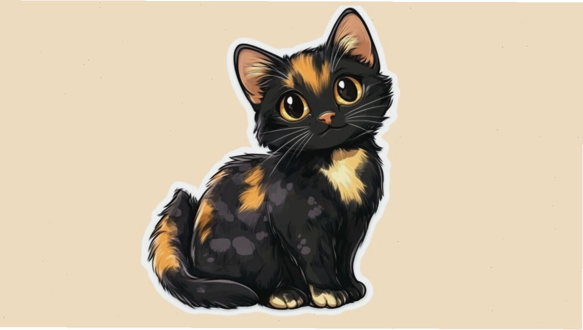 Mèo chibi đang vươn vai
