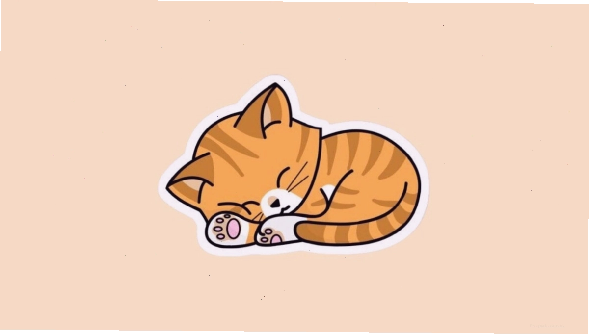 Mèo chibi ngồi bên cạnh lọ mực và bút vẽ