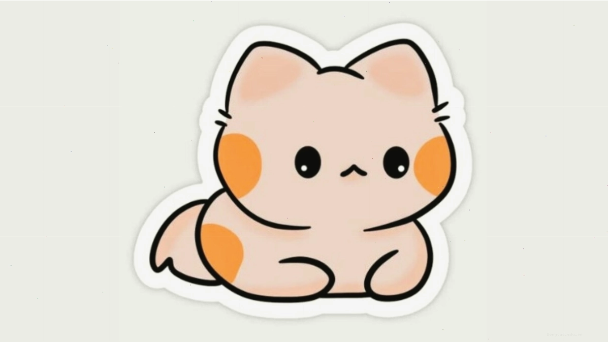 Mèo chibi phong cách anime với đôi tai dài và biểu cảm tinh nghịch