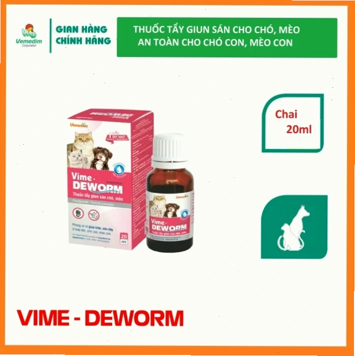 Minh họa thuốc tẩy giun dạng nước Vime-Deworm cho mèo