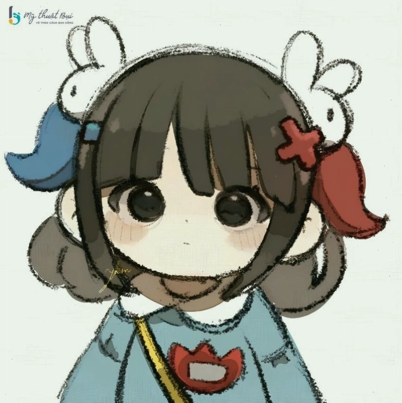 Nhân vật chibi nhỏ nhắn đang ngồi đọc sách