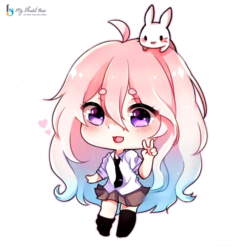 Nhân vật chibi nữ chiến binh với trang phục và vũ khí ấn tượng