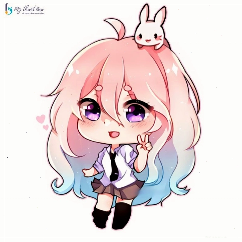 Nhân vật chibi nữ đeo kính, biểu cảm tự tin và sành điệu