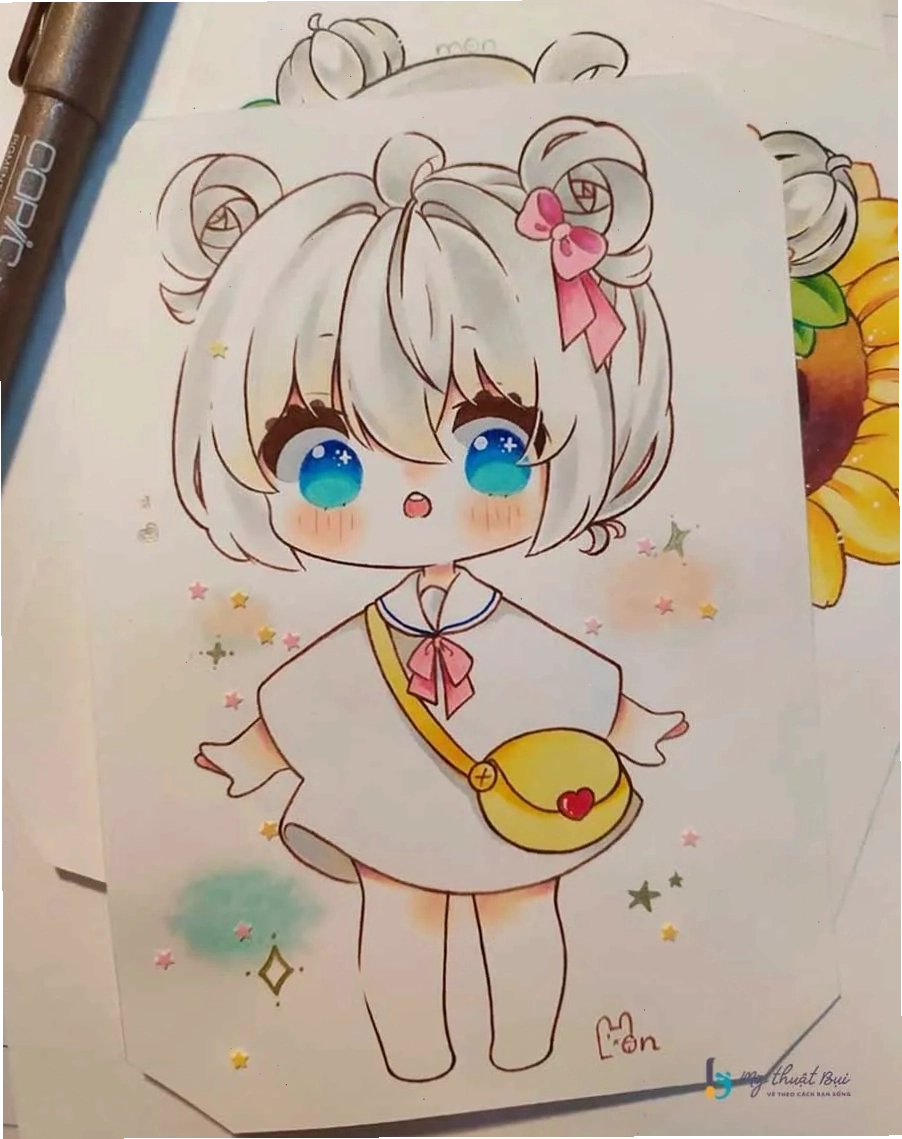 Nhân vật chibi nữ với phong cách kawaii