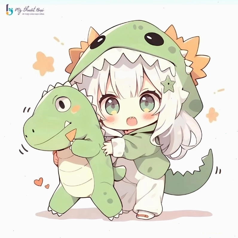 Nhân vật chibi nữ với phong cách thời trang độc đáo