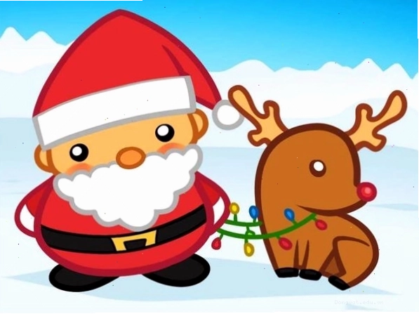Ông già Noel chibi bên cây thông Noel