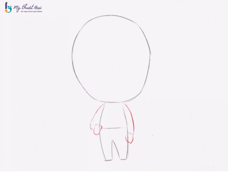 Phác thảo dáng người chibi nam đơn giản với các khối hình cơ bản