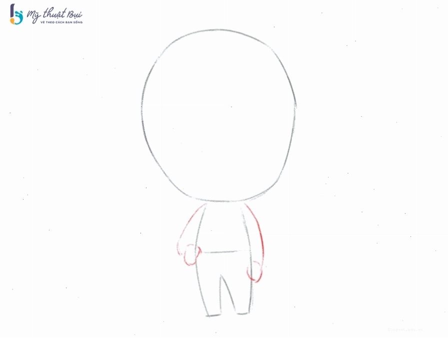 Phác thảo dáng người chibi nam với tỉ lệ đầu to