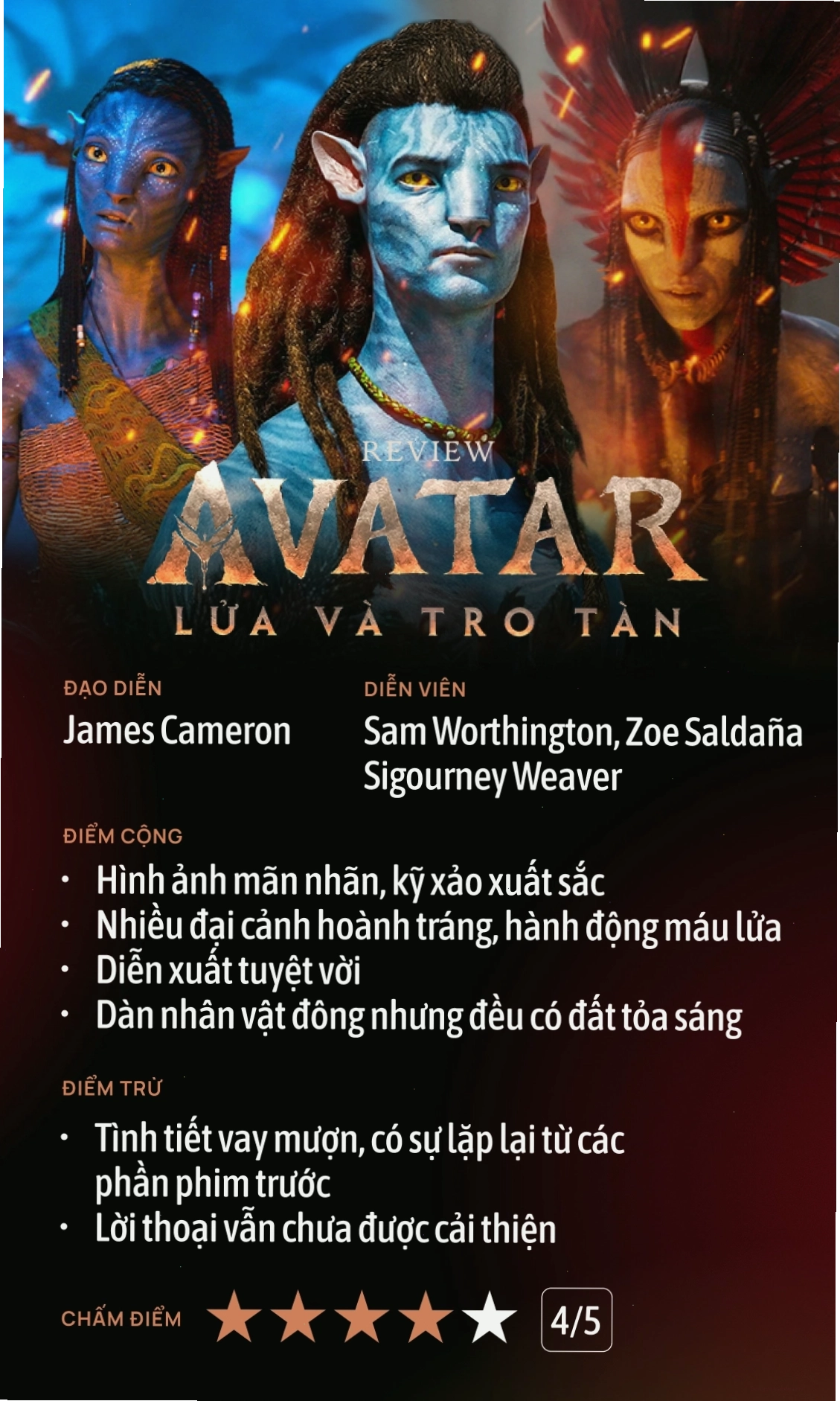 Poster chính thức của Avatar 3: Lửa và Tro Tàn