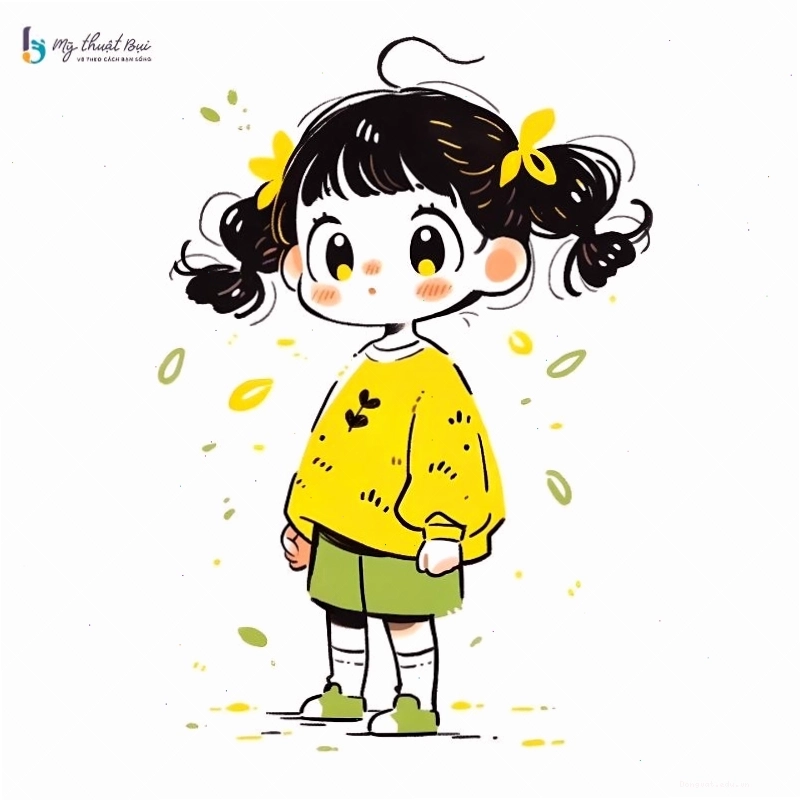 Quá trình vẽ chibi nữ từng bước từ phác thảo đến tô màu