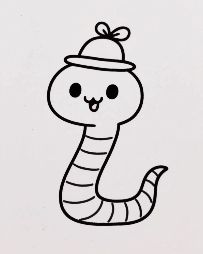 Rắn chibi đang cuộn tròn một cách đáng yêu