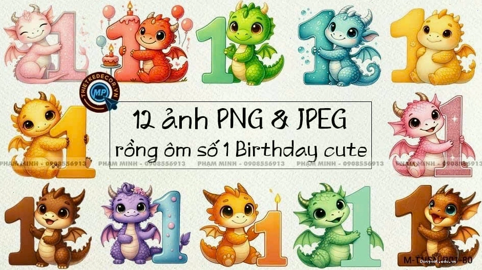 Rồng chibi ôm trái cây với vẻ mặt tinh nghịch