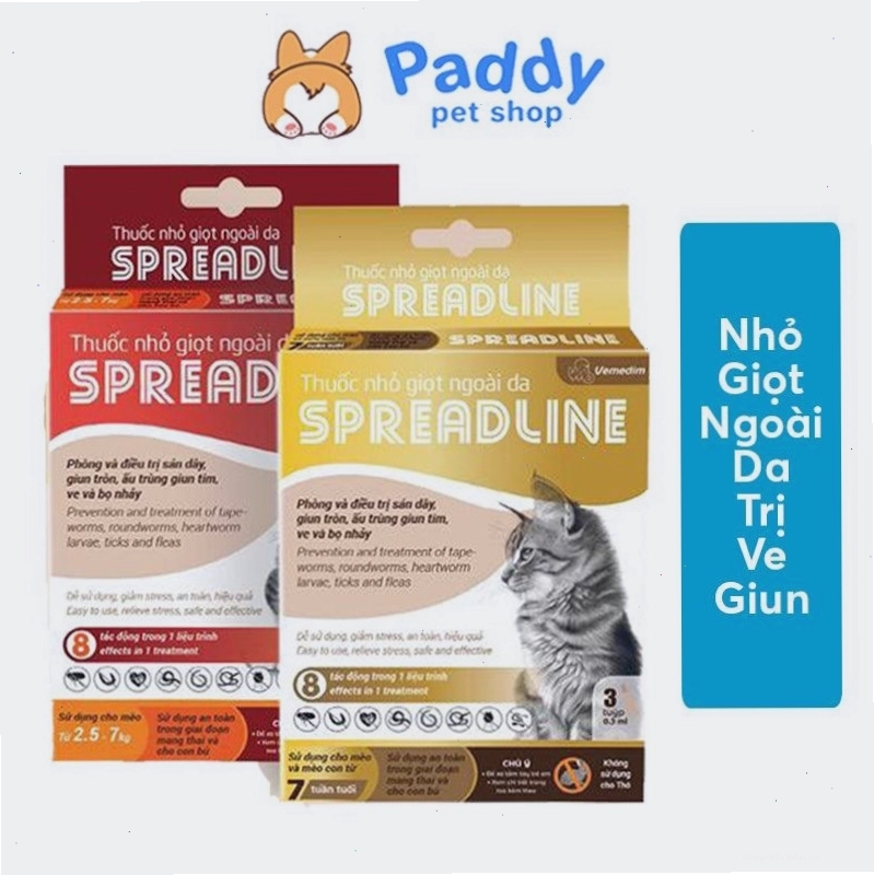 Spreadline - Nhỏ ngoài da trị ve rận và giun cho mèo