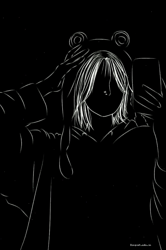 Tạo hình avatar anime nữ đen trắng với nét mặt biểu cảm