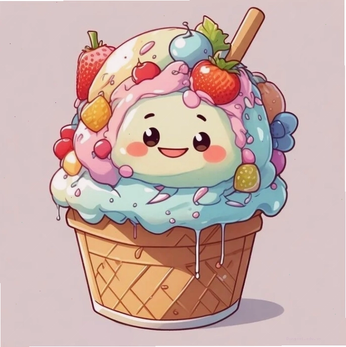 Thiết kế sticker hình đồ ăn chibi