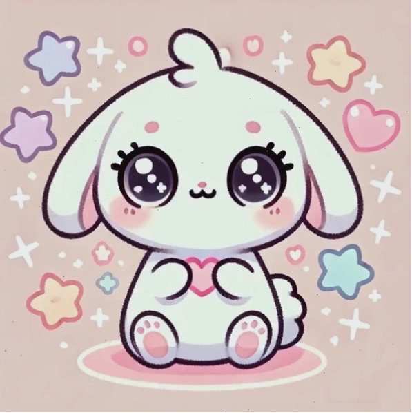 Thỏ cute hình chibi đang chơi đùa