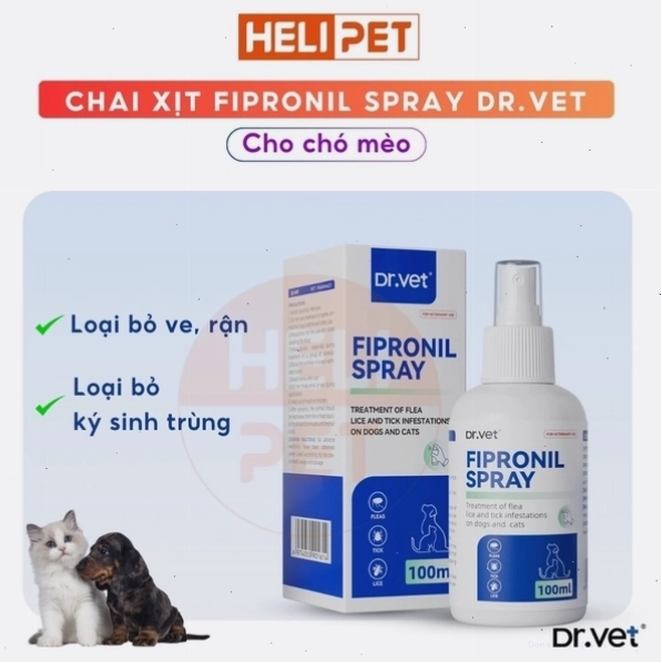 Thuốc xịt FIPRONIL trị ve, rận cho chó mèo Dr.VET