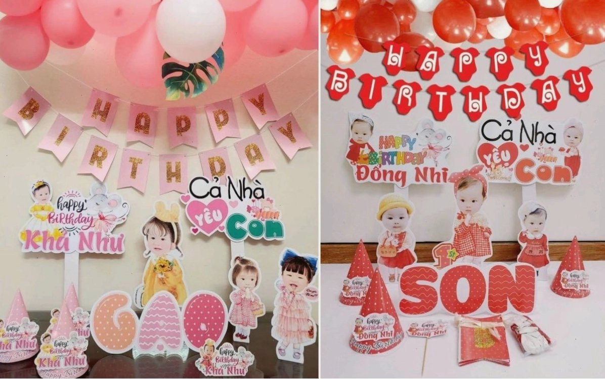 Trang trí tiệc sinh nhật với hình ảnh chibi bé gái