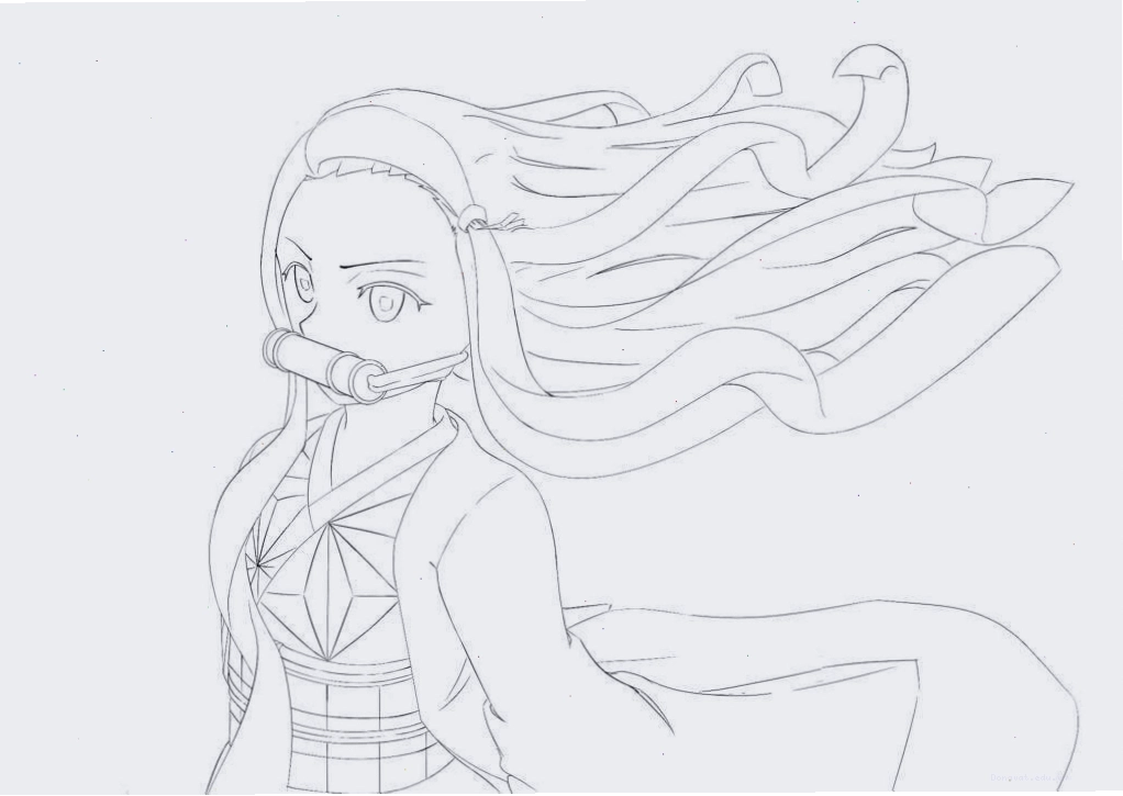 Tranh tô màu Nezuko phiên bản chibi