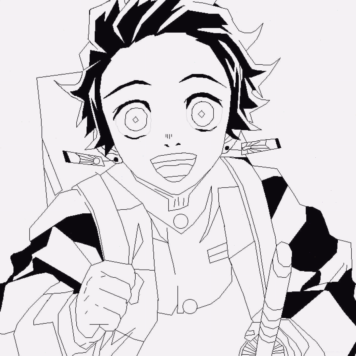 Tranh tô màu Tanjiro vui vẻ phiên bản chibi
