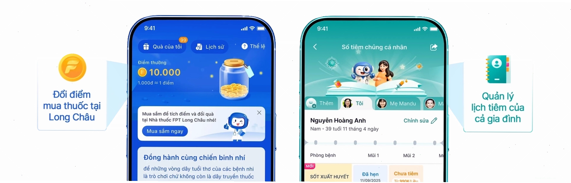 Ứng dụng Nhà Thuốc Long Châu hỗ trợ theo dõi sức khỏe