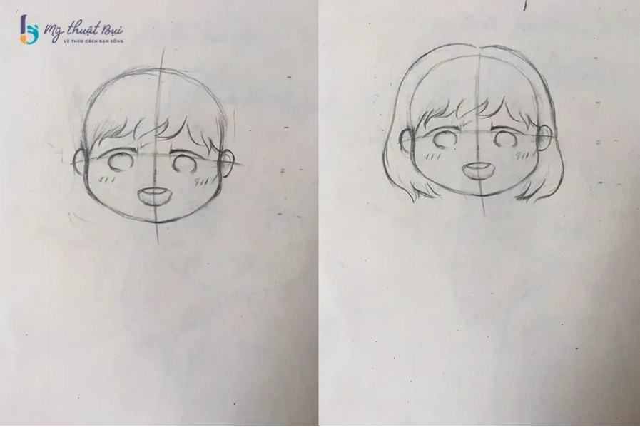 Vẽ các lọn tóc mềm mại và bồng bềnh cho nhân vật chibi
