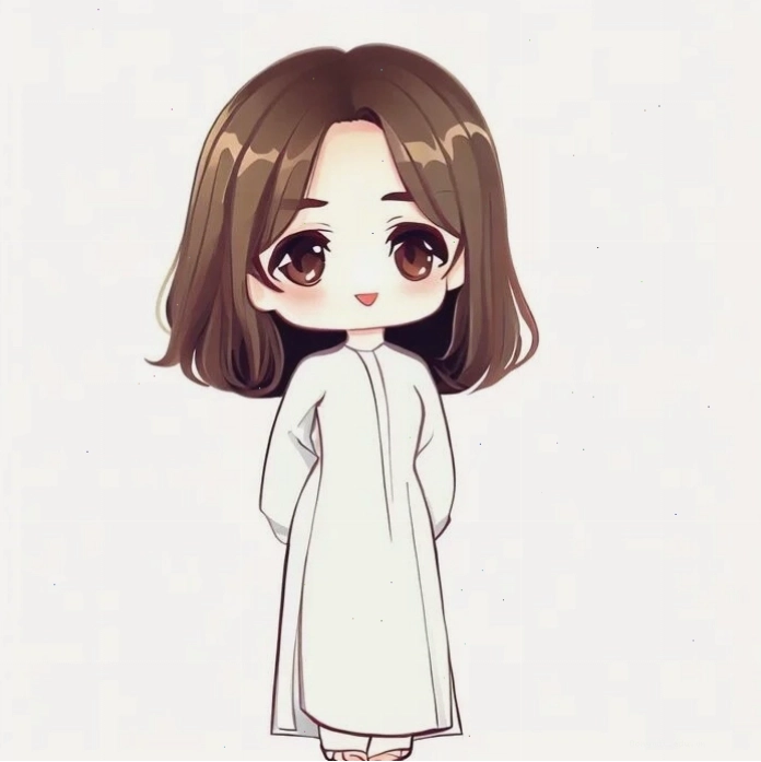 Vẽ cô giáo chibi mặc áo dài đơn giản