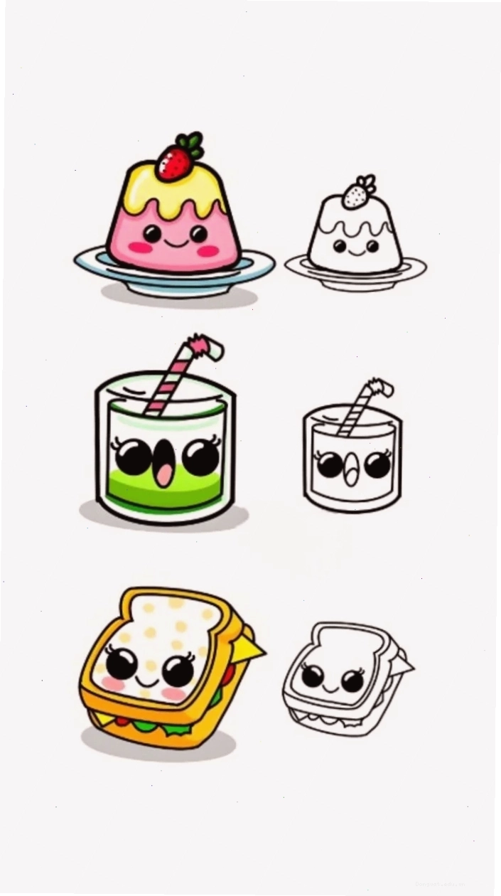 Vẽ đồ ăn cute chibi theo phong cách kawaii dễ thương