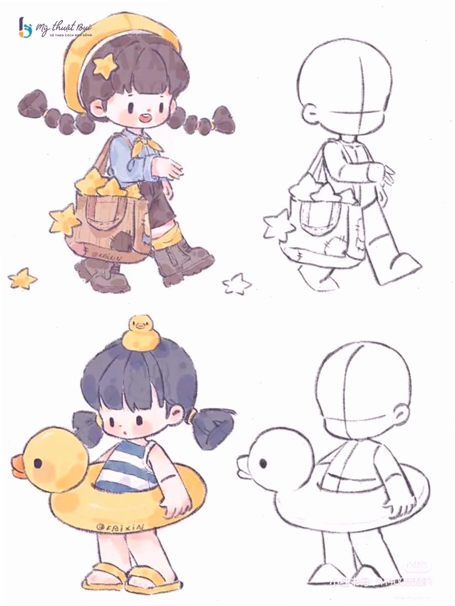 Vẽ đôi mắt to tròn long lanh cho nhân vật chibi