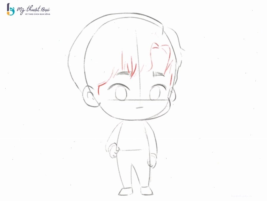 Vẽ kiểu tóc nam tính cho nhân vật chibi