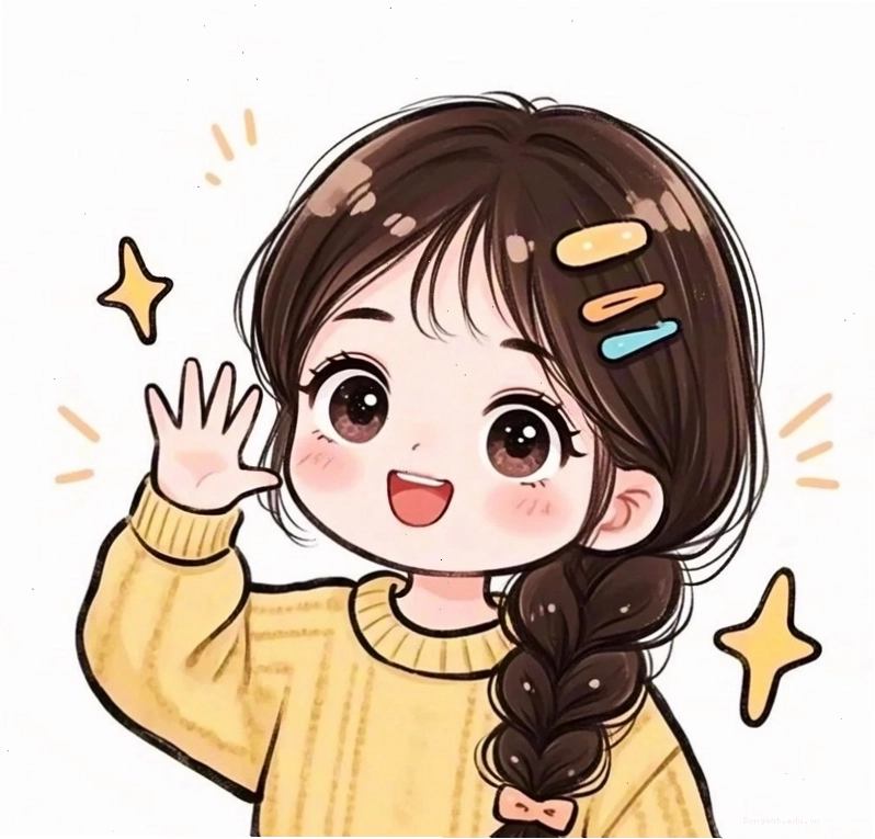 Vẻ mặt trầm tư của cô gái chibi