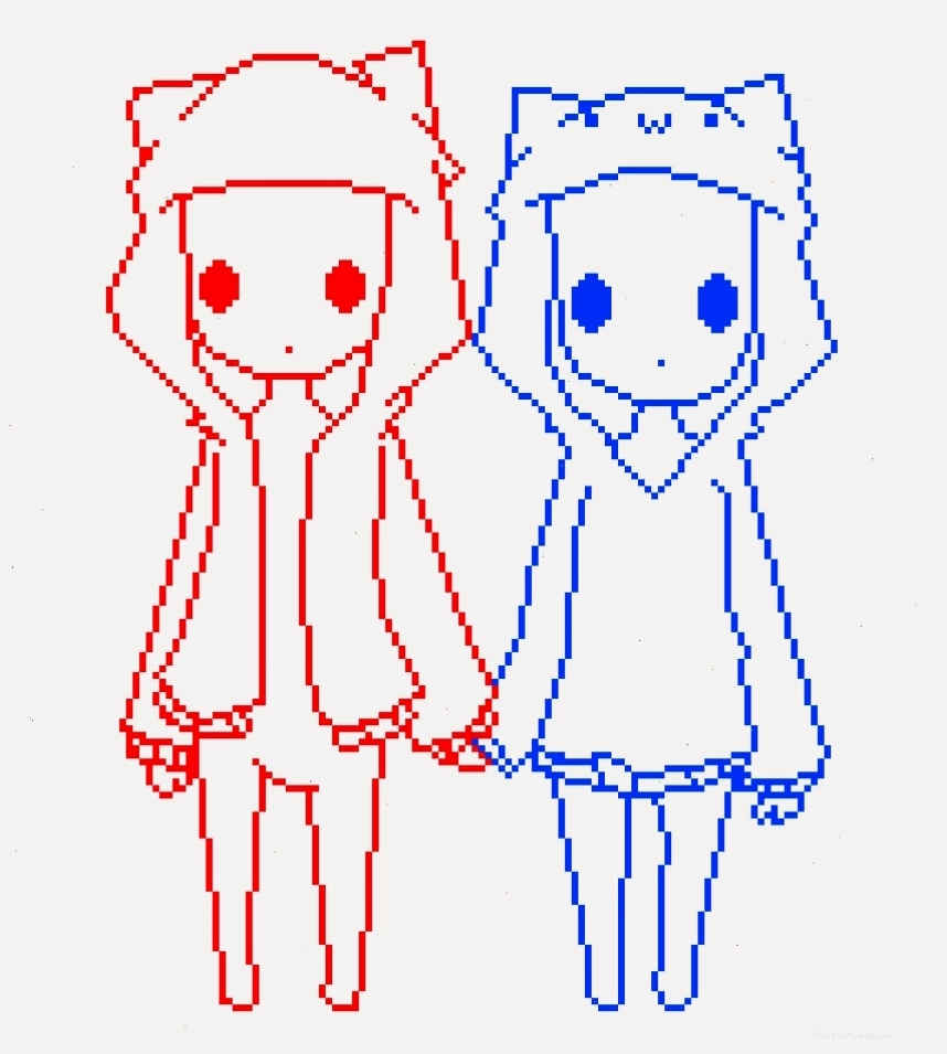 Ví dụ về mẫu chibi couple base, thể hiện sự tương tác giữa hai nhân vật