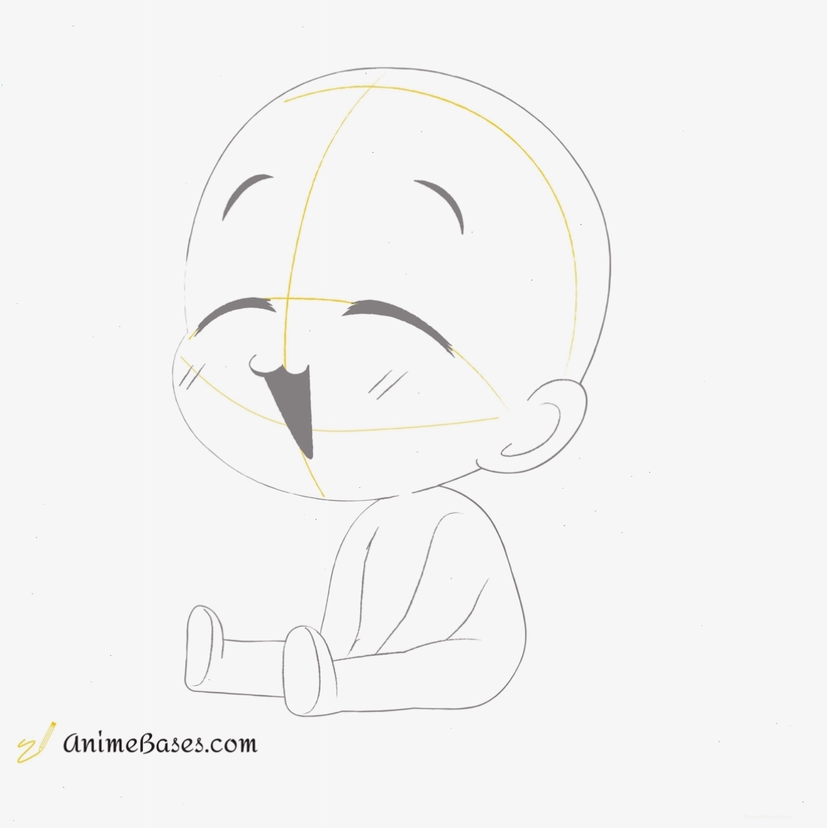 Ví dụ về một mẫu chibi base rõ nét với các đường nét cơ bản