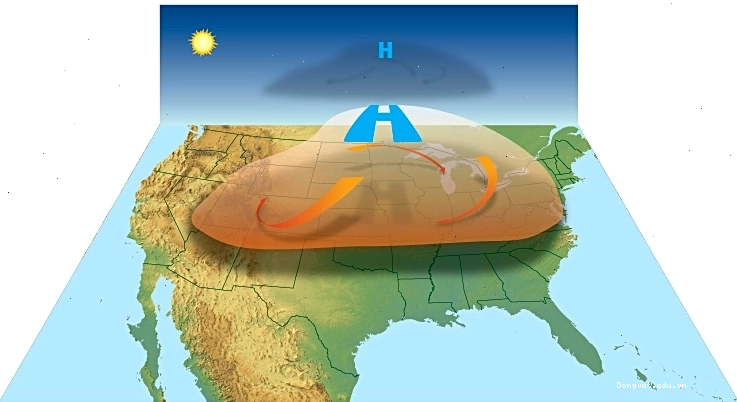 High pressure system trapping heat in the middle layers of the atmosphere