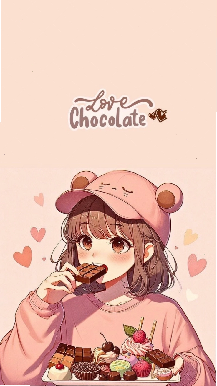 hình nền cute chibi nữ màu sắc tươi sáng