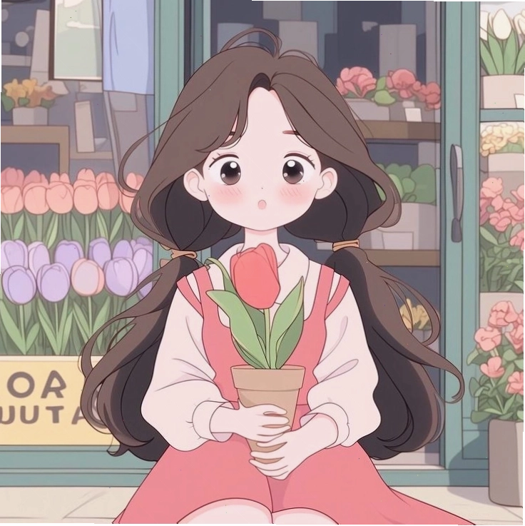 hình nền cute chibi nữ phong cách tối giản