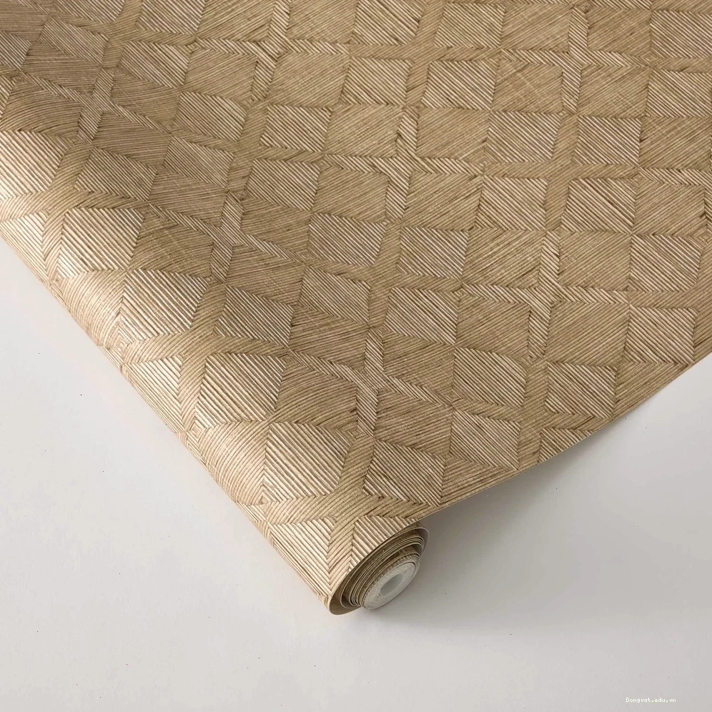 Textured tan sisal removable wallpaper for a sophisticated office