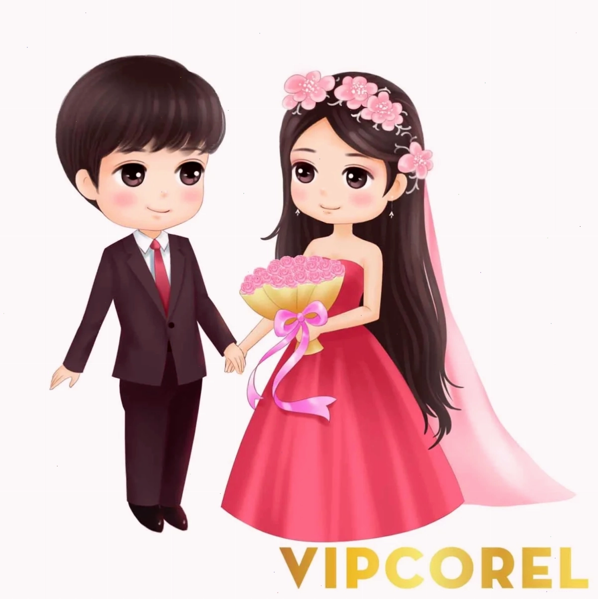 Lưu ngay hình cô dâu chú rể chibi để làm hình nền dễ thương