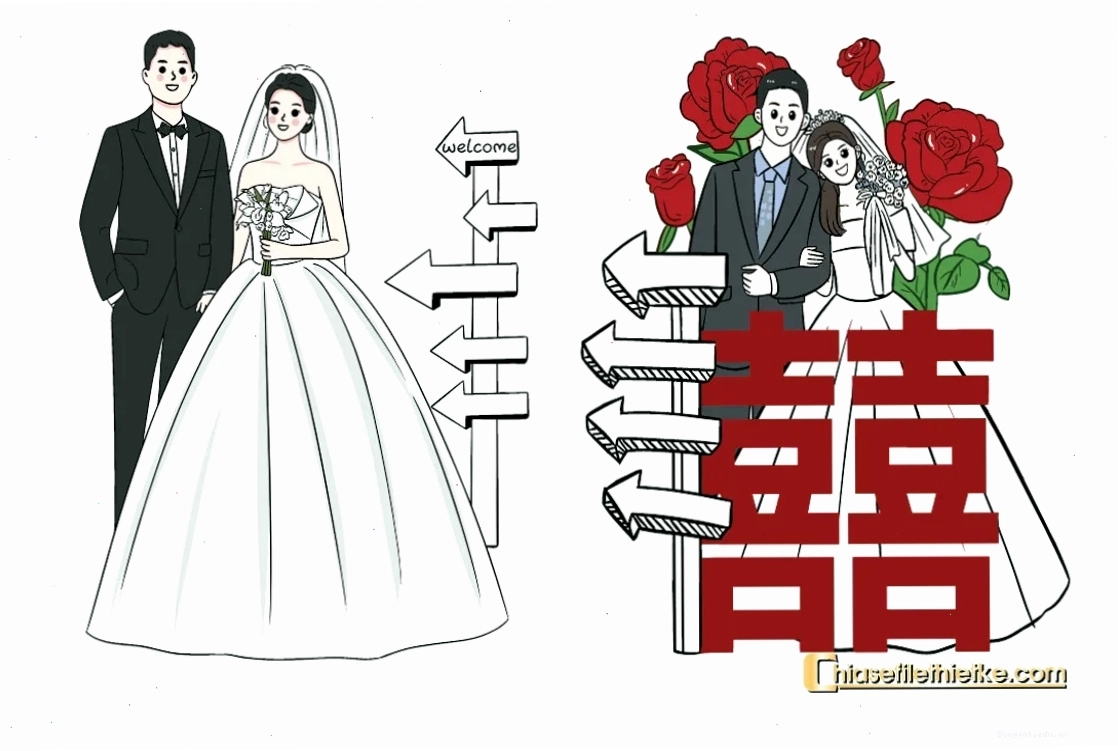 Tải ngay cô dâu chú rể chibi vector để làm thiết kế độc đáo