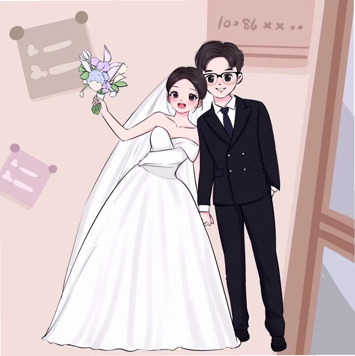 Tải về hình cô dâu chú rể đẹp chibi để làm hình nền chất
