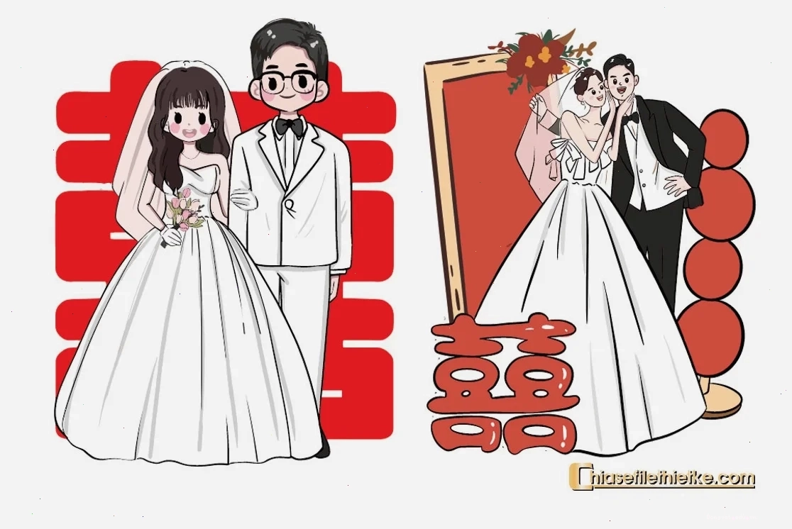 Xem ảnh cô dâu chú rể chibi đẹp và độc đáo